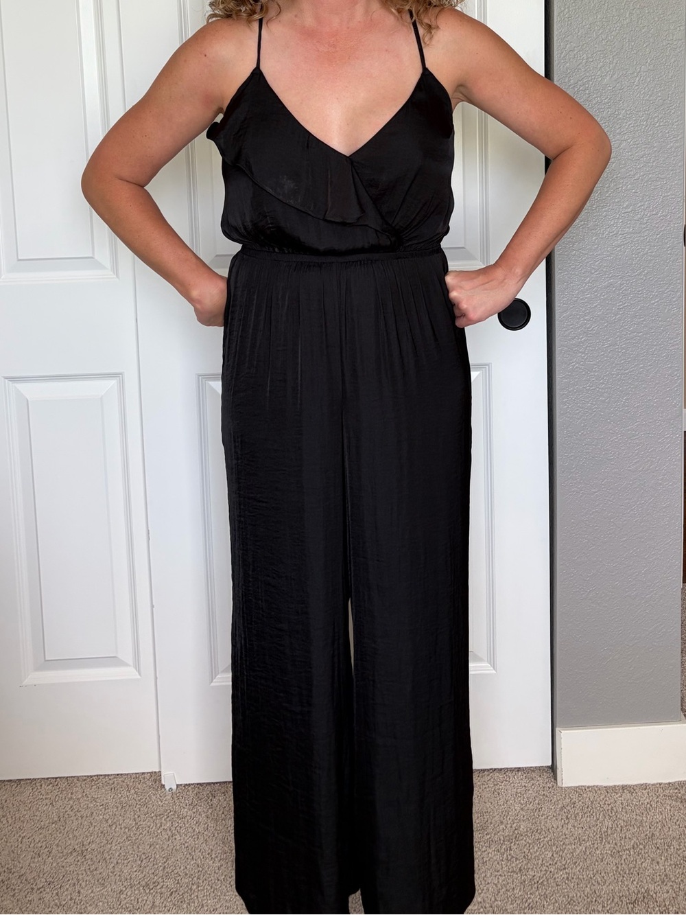 Victoria's Secret Black V-Neck Spaghetti Strap Jumpsuit